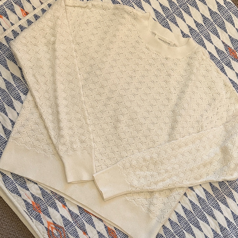 Treasure & Bond Cream pointelle Sweater